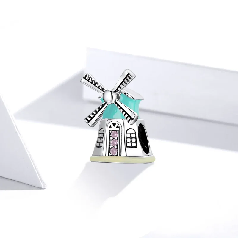 (image for) Pandora Style Silver Charm, Windmill, Multicolor Enamel - SCC1739 - View 2