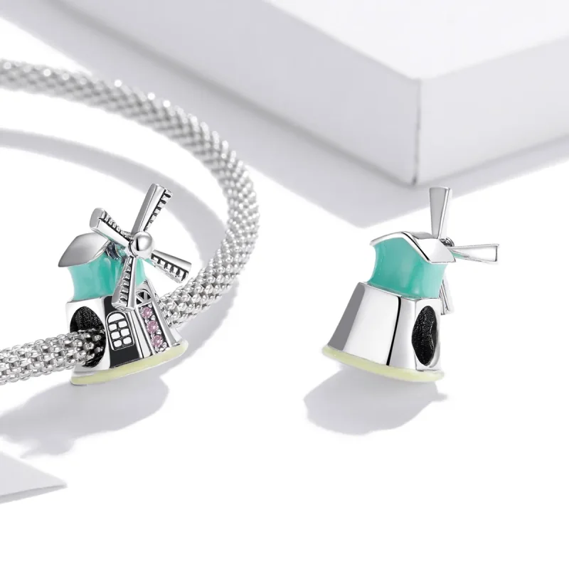 (image for) Pandora Style Silver Charm, Windmill, Multicolor Enamel - SCC1739 - View 4