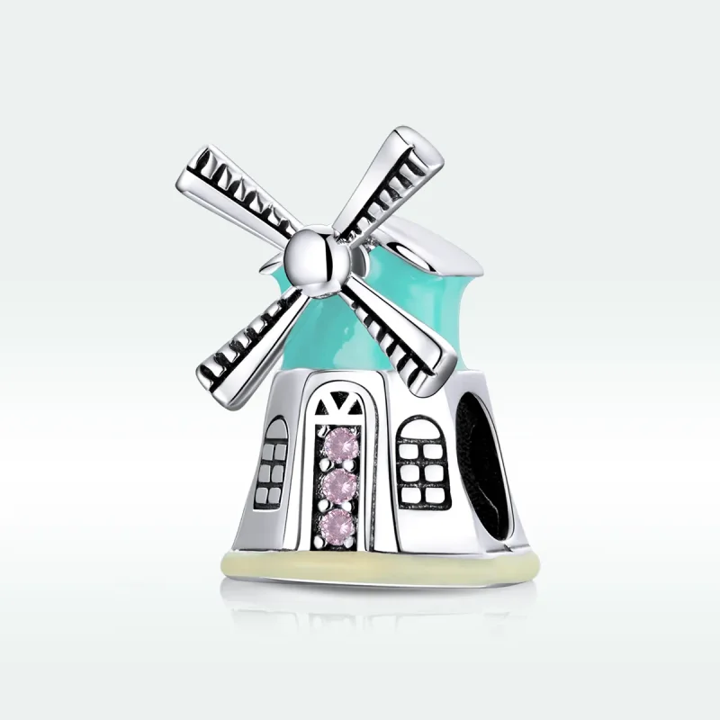 (image for) Pandora Style Silver Charm, Windmill, Multicolor Enamel - SCC1739 - View 5