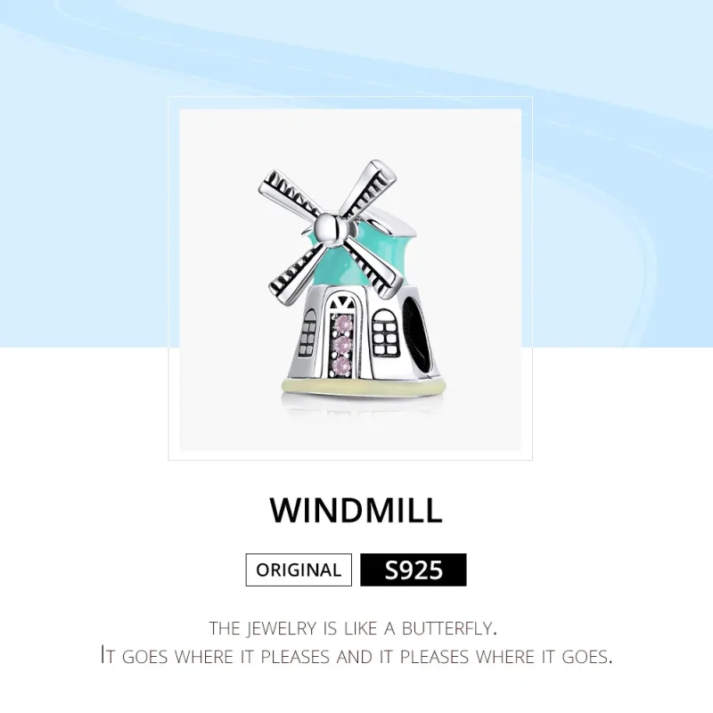 (image for) Pandora Style Silver Charm, Windmill, Multicolor Enamel - SCC1739 - View 6