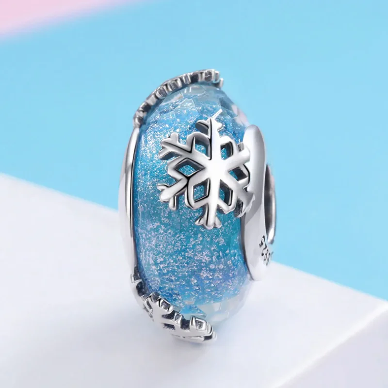 (image for) Pandora Style Silver Charm, Winter Frozen Snowflakes - SCC862 - View 2
