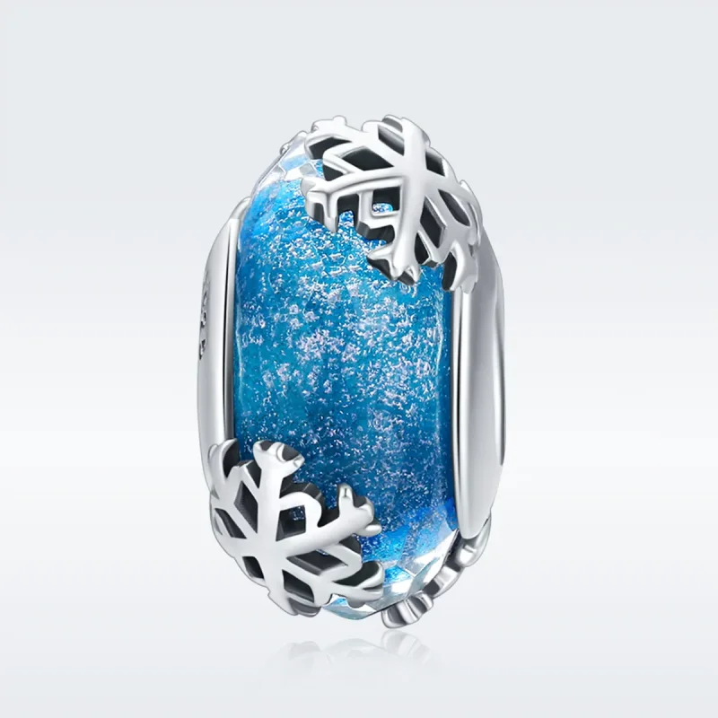 (image for) Pandora Style Silver Charm, Winter Frozen Snowflakes - SCC862 - View 3