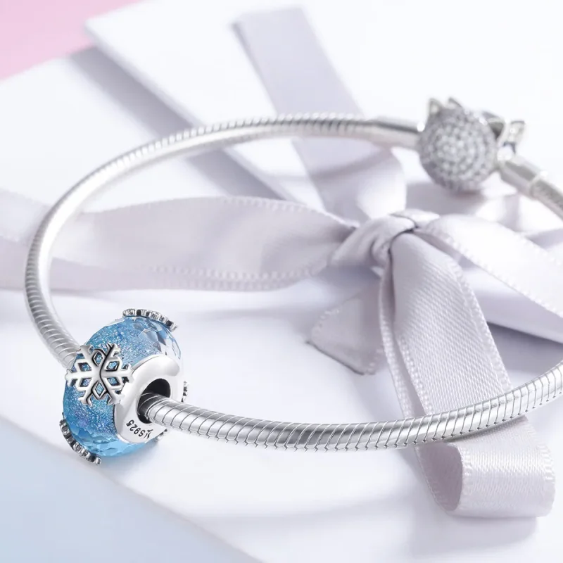(image for) Pandora Style Silver Charm, Winter Frozen Snowflakes - SCC862 - View 4