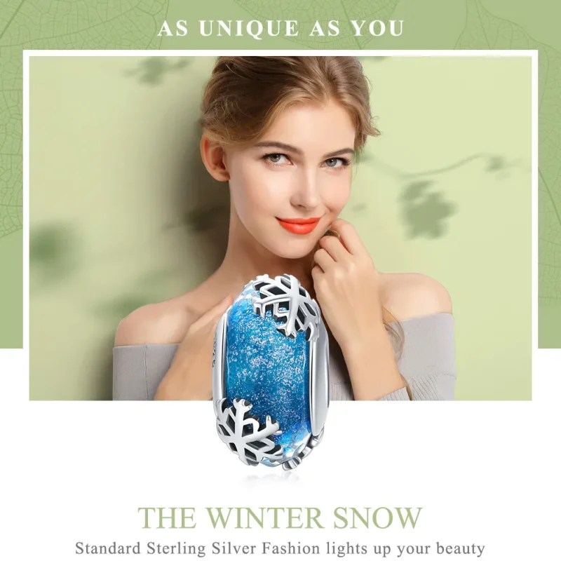 (image for) Pandora Style Silver Charm, Winter Frozen Snowflakes - SCC862 - View 6