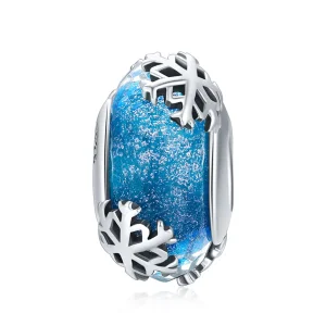 (image for) Pandora Style Silver Charm, Winter Frozen Snowflakes - SCC862