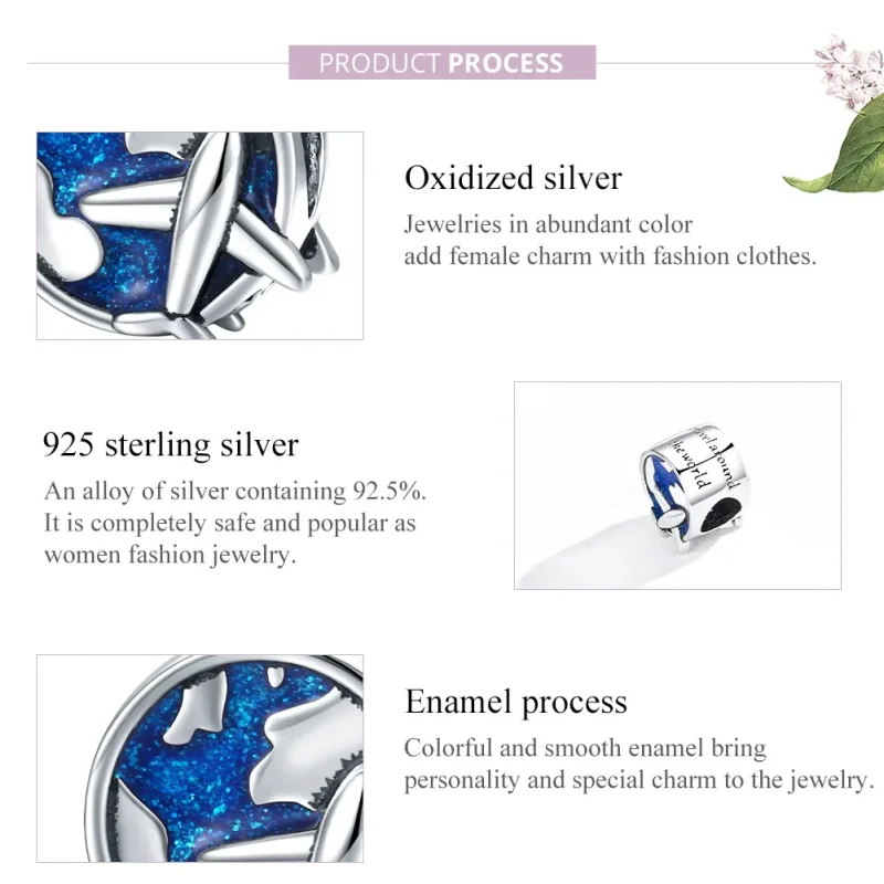(image for) Pandora Style Silver Charm, World Voyage, Blue Enamel - SCC1568 - View 8