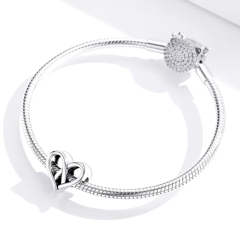 (image for) Pandora Style Silver Charm, You and Me Heart to Heart - SCC1552 - View 2