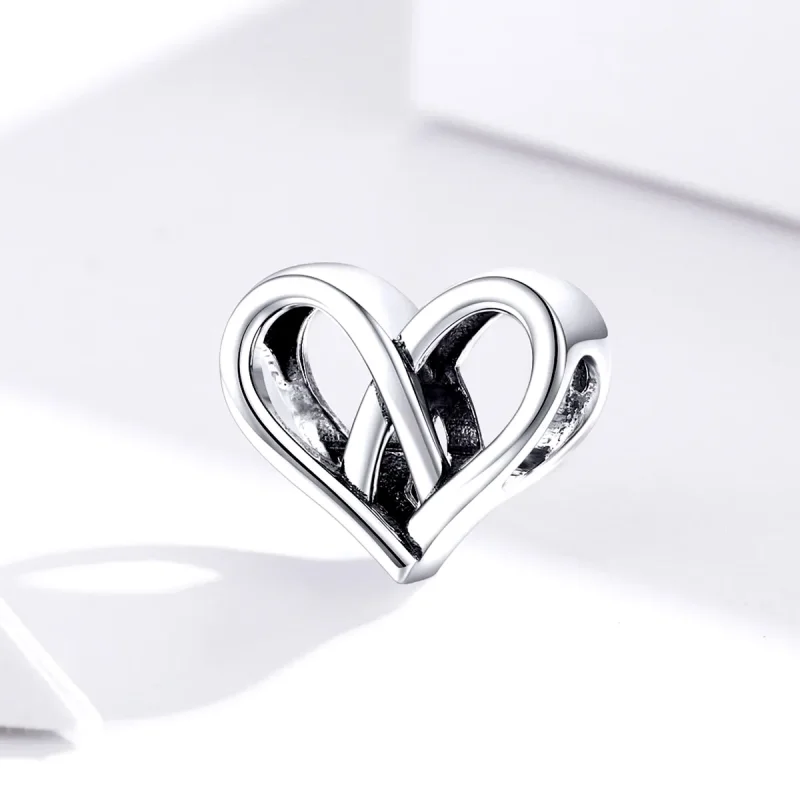 (image for) Pandora Style Silver Charm, You and Me Heart to Heart - SCC1552 - View 3