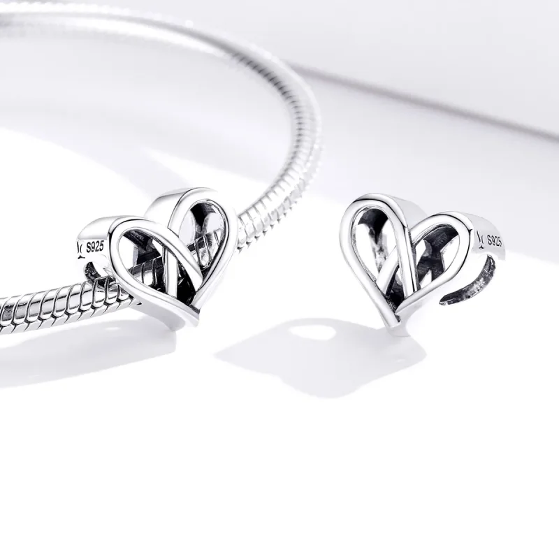 (image for) Pandora Style Silver Charm, You and Me Heart to Heart - SCC1552 - View 4