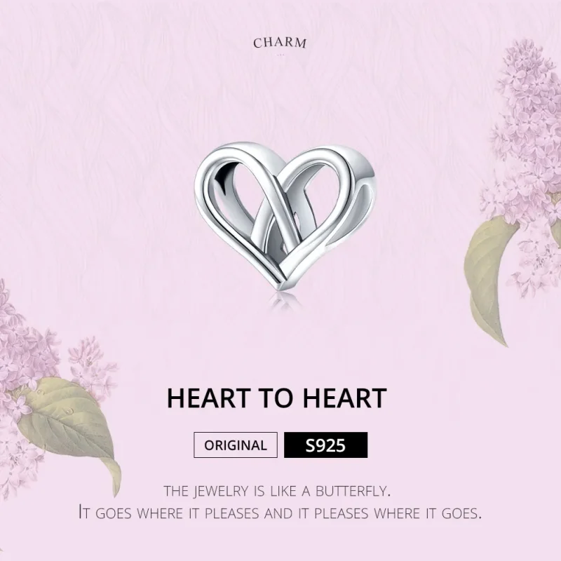 (image for) Pandora Style Silver Charm, You and Me Heart to Heart - SCC1552 - View 6