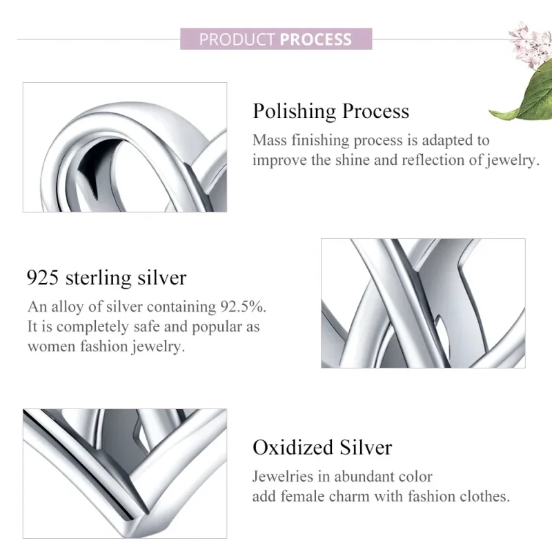 (image for) Pandora Style Silver Charm, You and Me Heart to Heart - SCC1552 - View 8