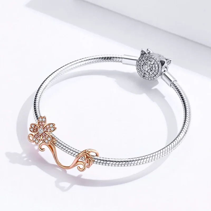 (image for) Rose Gold Cherry Blossoms Charm - PANDORA Style - SCC1033-C - View 3