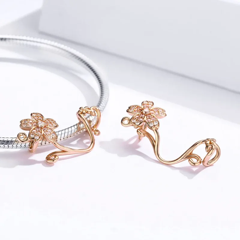 (image for) Rose Gold Cherry Blossoms Charm - PANDORA Style - SCC1033-C - View 4