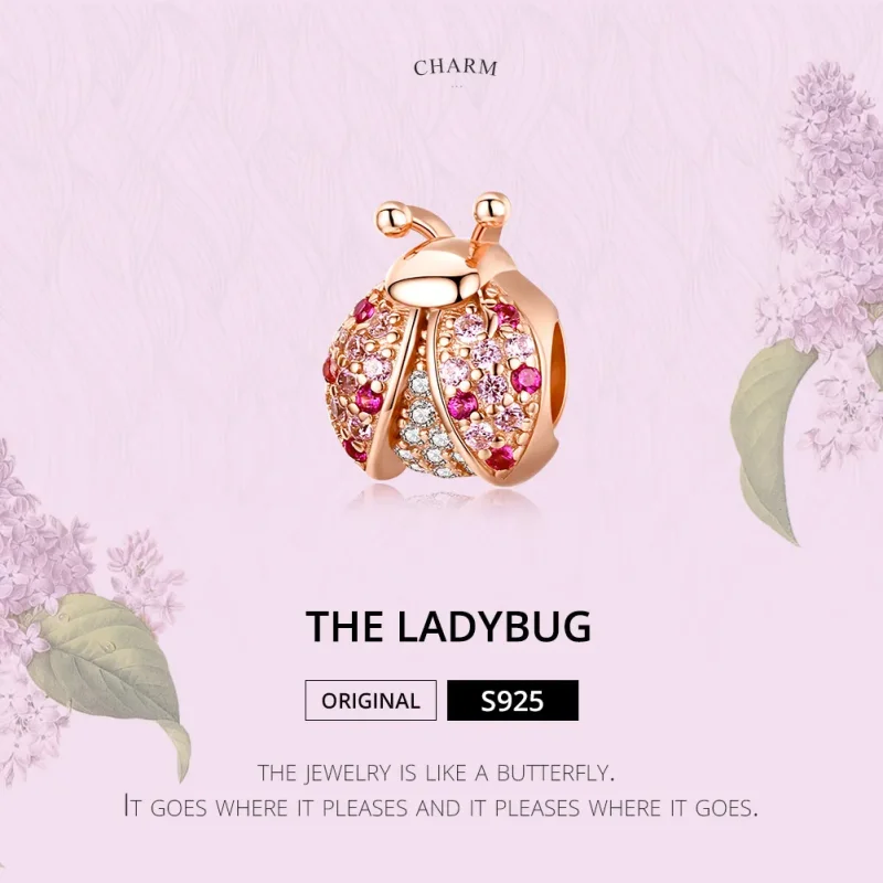 (image for) Rose Gold Ladybug Charm - PANDORA Style - SCC1120-C - View 2