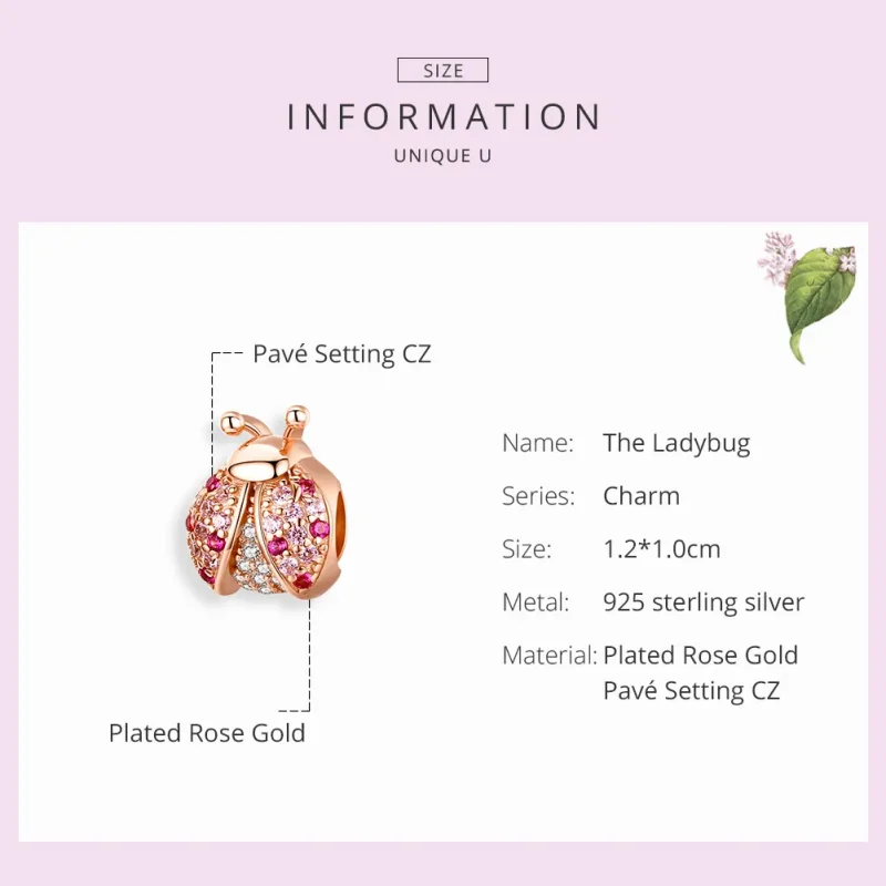 (image for) Rose Gold Ladybug Charm - PANDORA Style - SCC1120-C - View 3