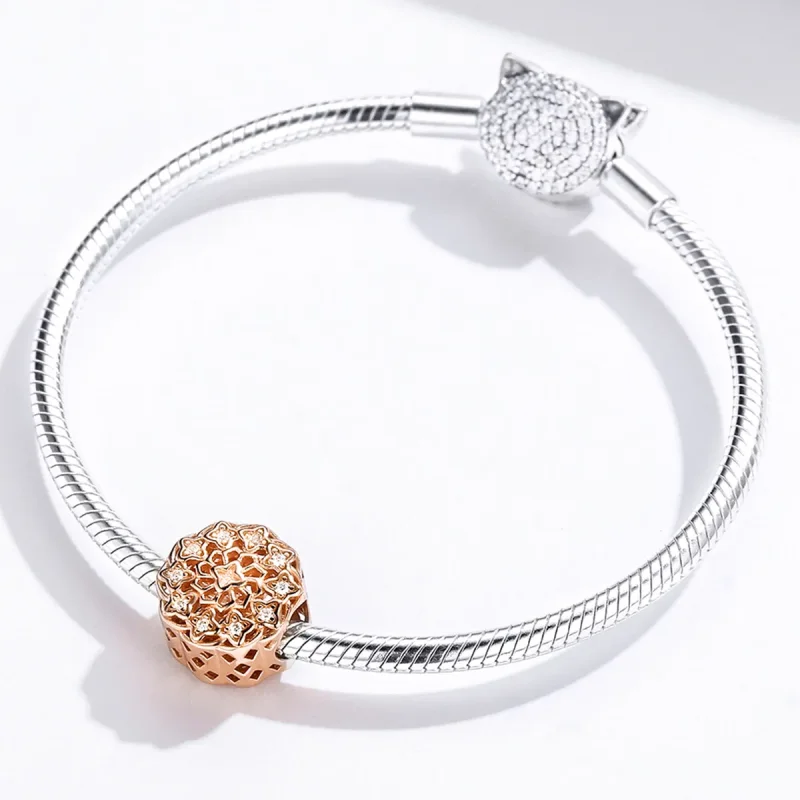 (image for) Rose Gold Rose Window Charm - PANDORA Style - SCC1279 - View 3