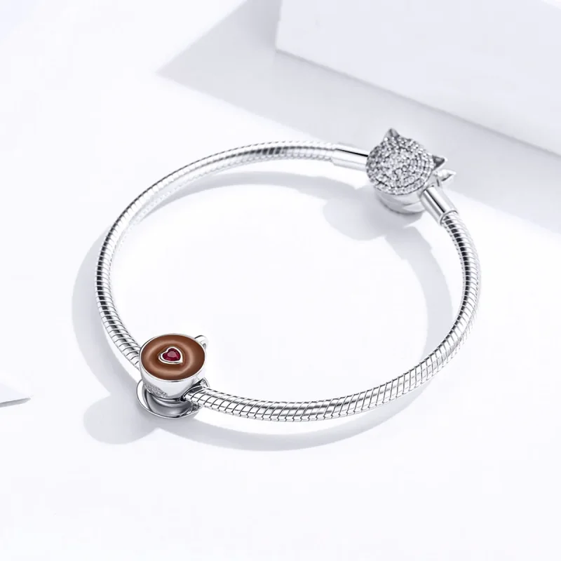 (image for) Silver Afternoon Coffee Charm - PANDORA Style - SCC1286 - View 4
