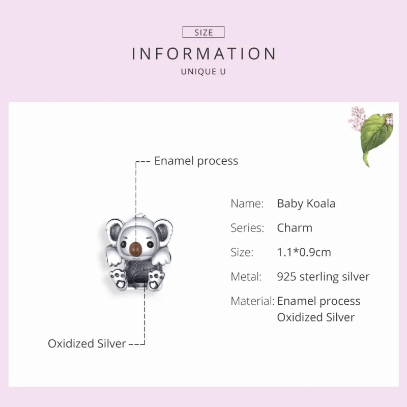 (image for) Silver Baby Koala Charm - PANDORA Style - SCC1304 - View 3
