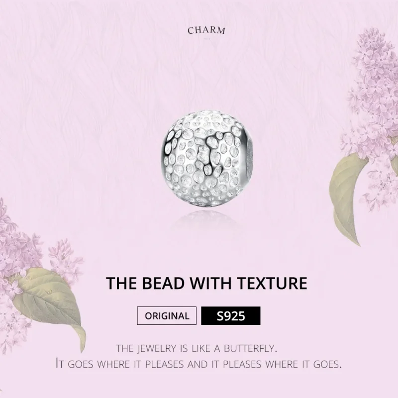 (image for) Silver Bead with Texture Charm - PANDORA Style - SCC1245 - View 2