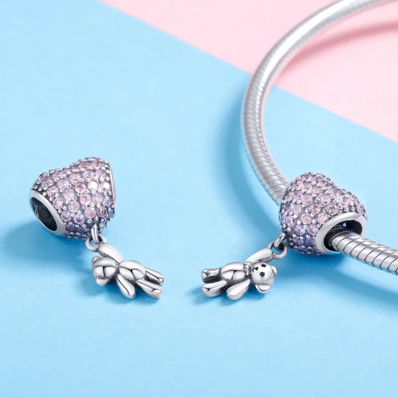 (image for) Silver Bear and Balloon Charm - PANDORA Style - SCC1054 - View 4