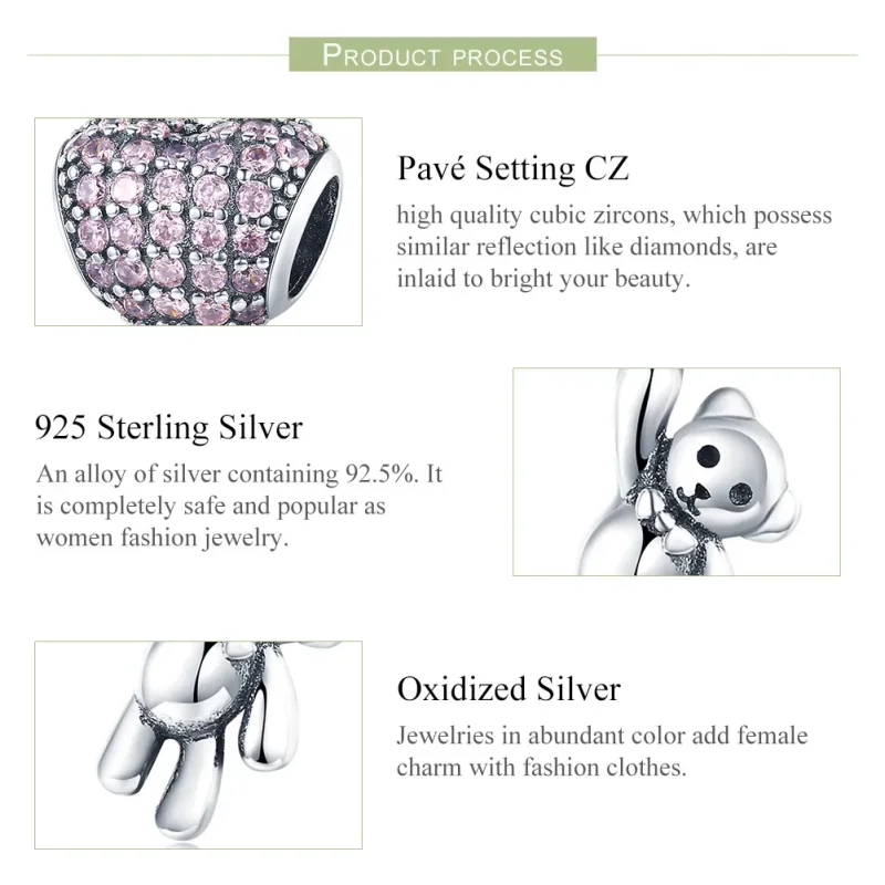 (image for) Silver Bear and Balloon Charm - PANDORA Style - SCC1054 - View 6