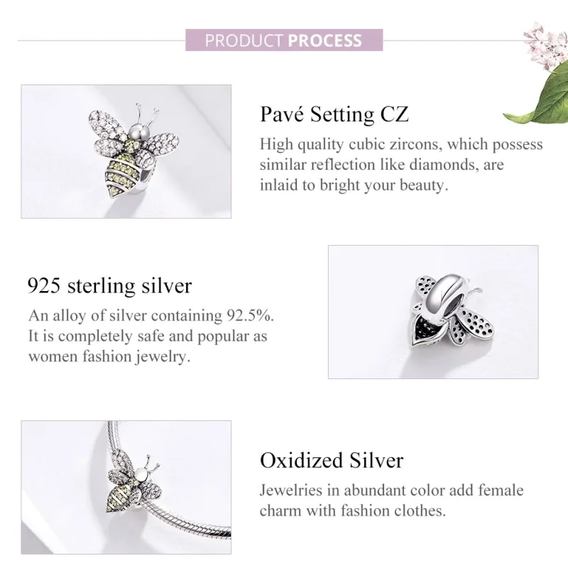 (image for) Silver Bee Charm - PANDORA Style - SCC1194 - View 4