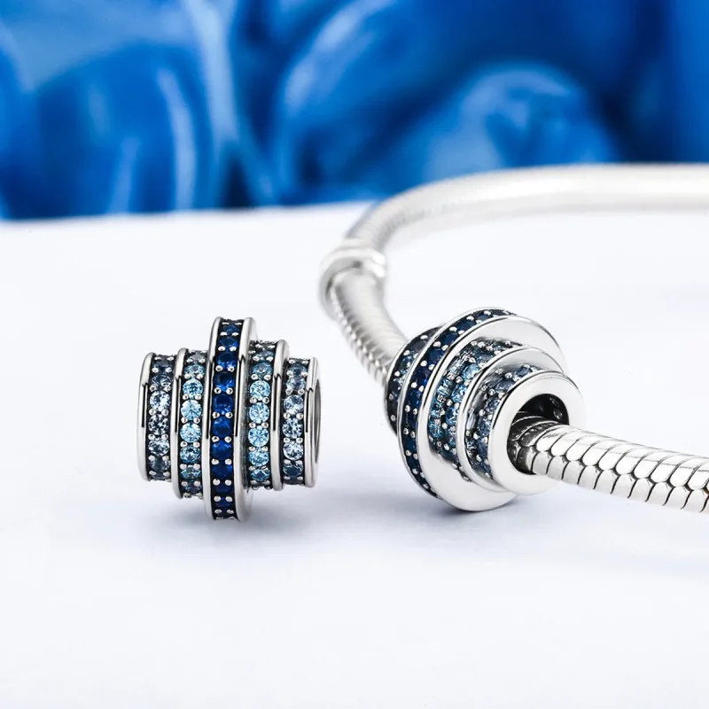 (image for) Silver Blue Rhythm Charm - PANDORA Style - SCC129 - View 3