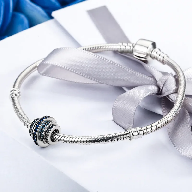 (image for) Silver Blue Rhythm Charm - PANDORA Style - SCC129 - View 4