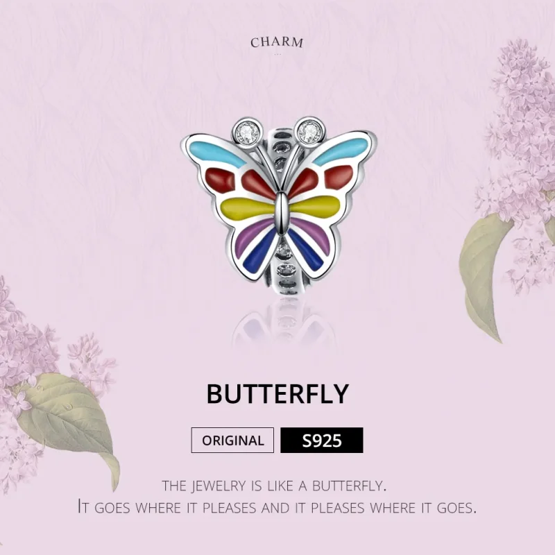 (image for) Silver Butterfly Charm - PANDORA Style - SCC1195 - View 2