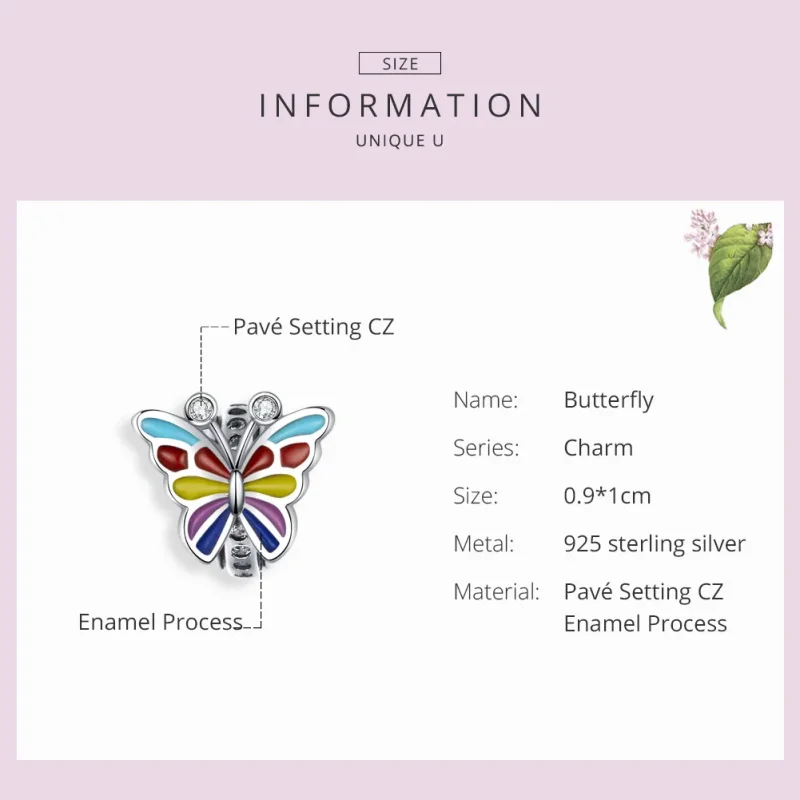 (image for) Silver Butterfly Charm - PANDORA Style - SCC1195 - View 3