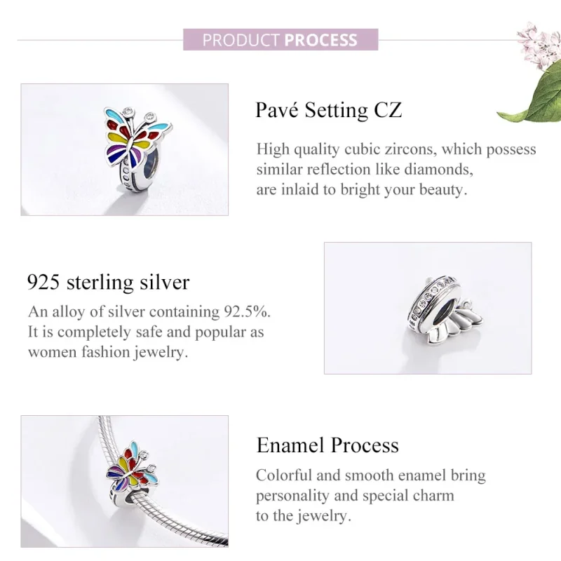 (image for) Silver Butterfly Charm - PANDORA Style - SCC1195 - View 4