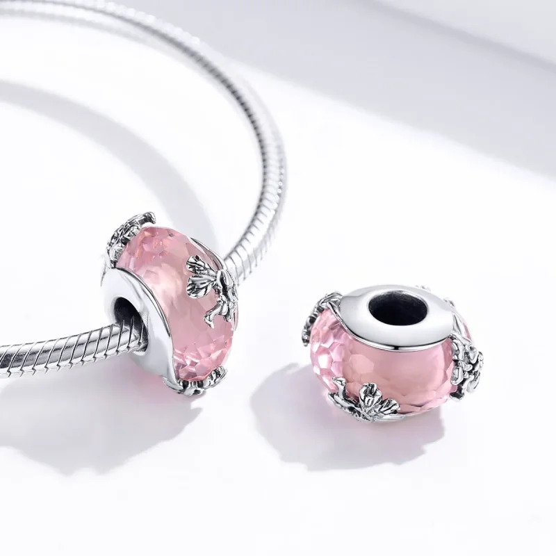 (image for) Silver Butterfly Murano Glass Charm - PANDORA Style - SCC1285 - View 4