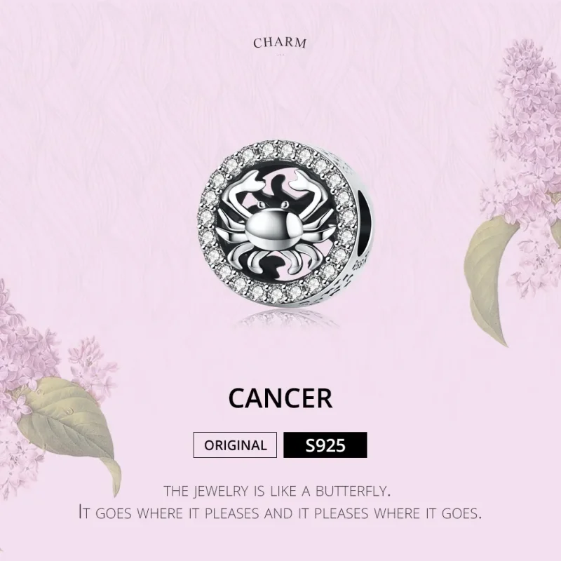 (image for) Silver Cancer Charm - PANDORA Style - SCC1213 - View 2