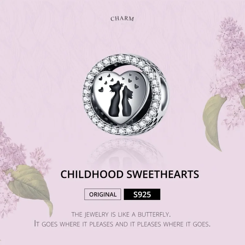 (image for) Silver Cat Love Charm - PANDORA Style - SCC1188 - View 2