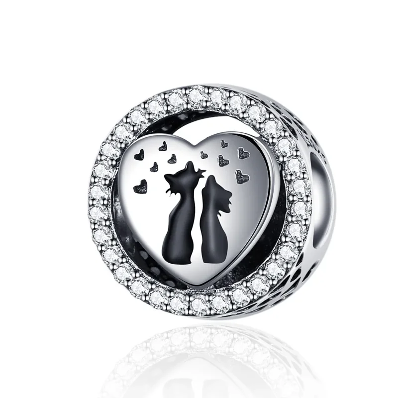 (image for) Silver Cat Love Charm - PANDORA Style - SCC1188 - Product Image