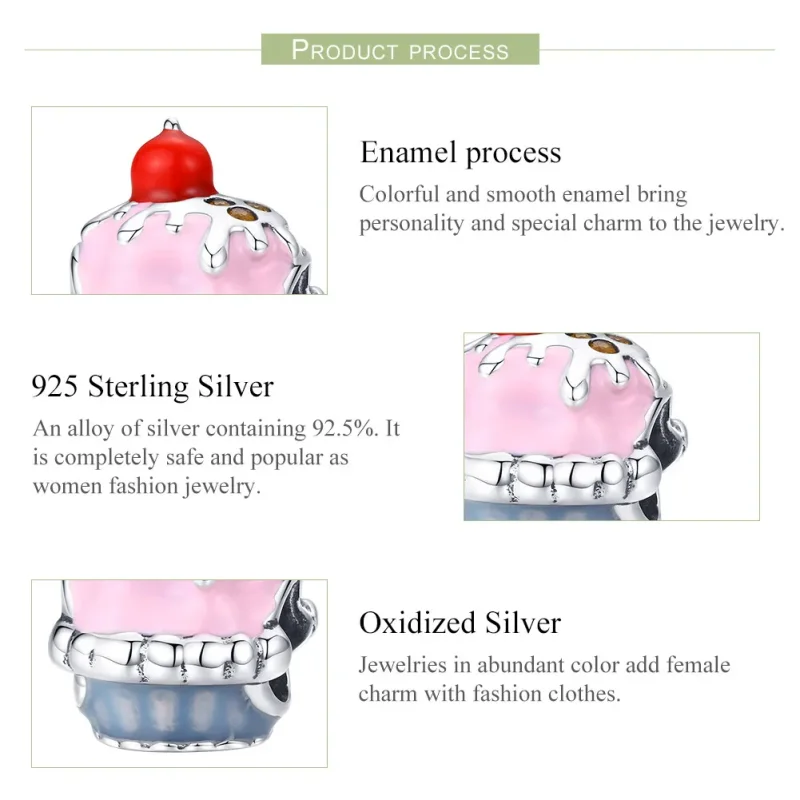 (image for) Silver Cup Cake Charm - PANDORA Style - SCC1084 - View 4