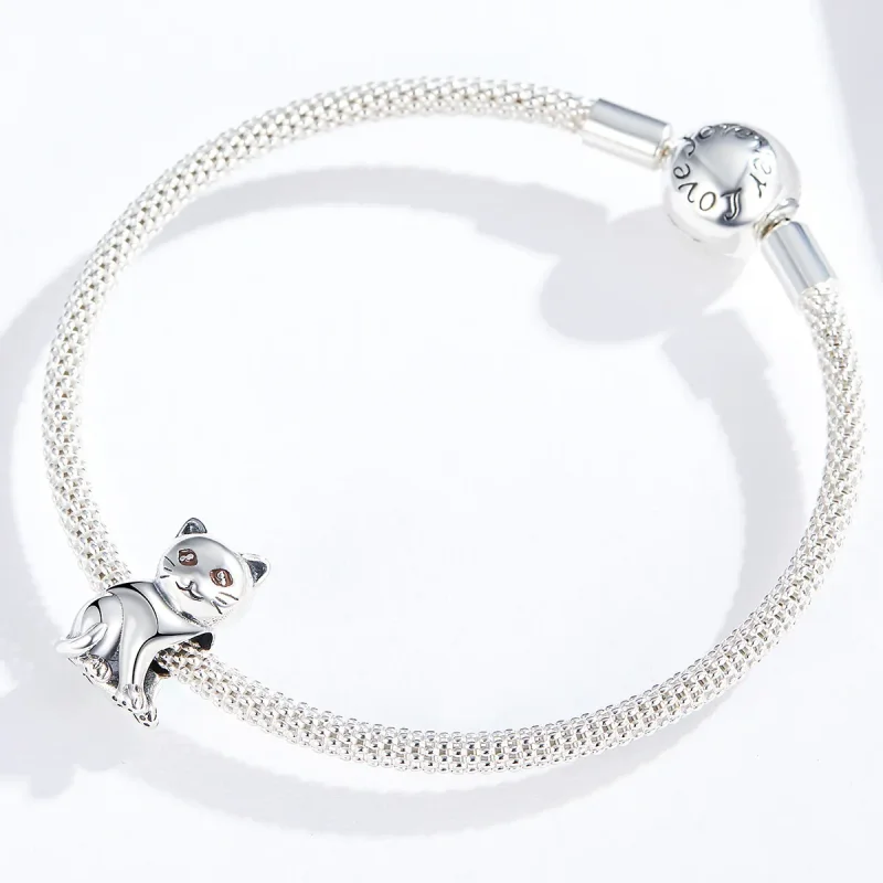 (image for) Silver Cute Cat Charm - PANDORA Style - SCC1305 - View 4