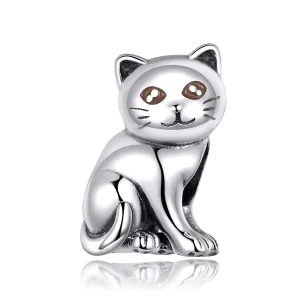 (image for) Silver Cute Cat Charm - PANDORA Style - SCC1305