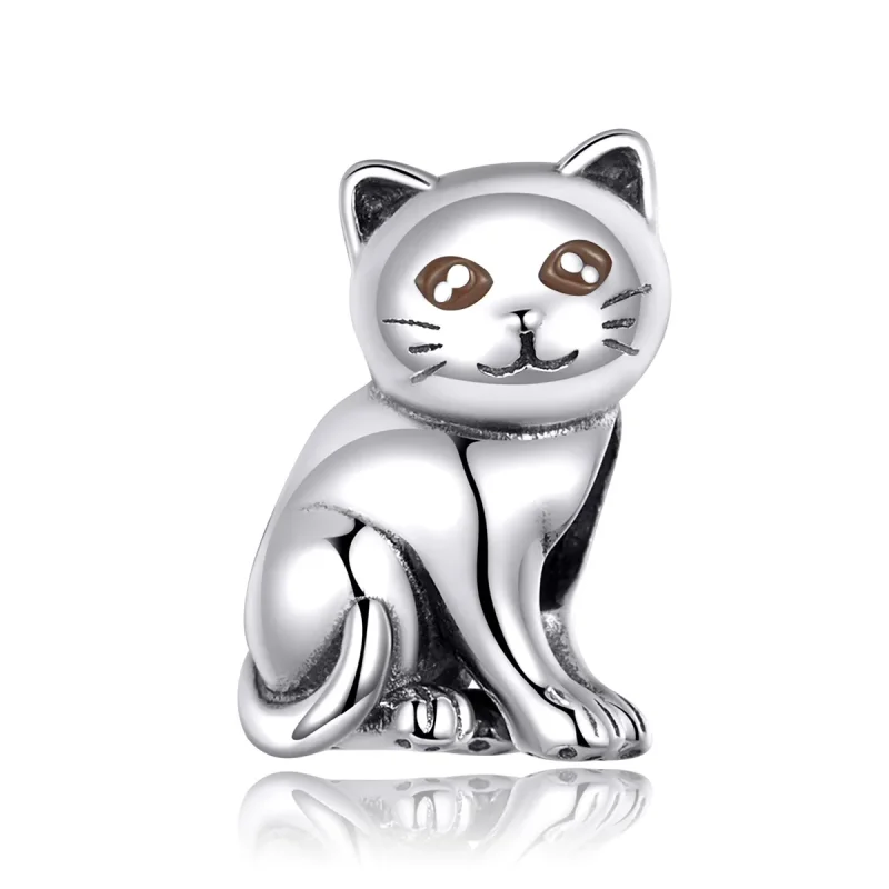 (image for) Silver Cute Cat Charm - PANDORA Style - SCC1305