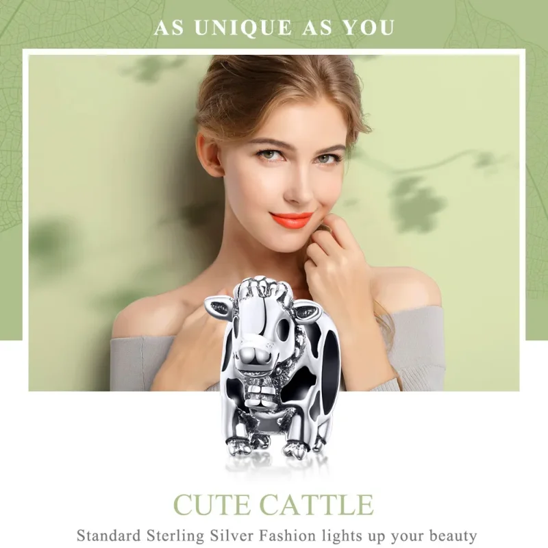 (image for) Silver Cute Cattle Charm - PANDORA Style - SCC1049 - View 2
