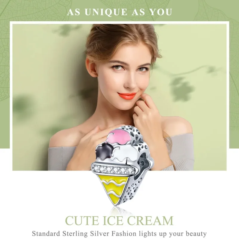 (image for) Silver Cute Ice Cream Charm - PANDORA Style - SCC1129 - View 2