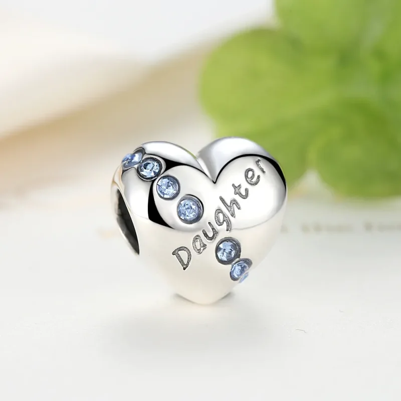 (image for) Silver Daughter Heart Charm - PANDORA Style - SCC007 - View 3