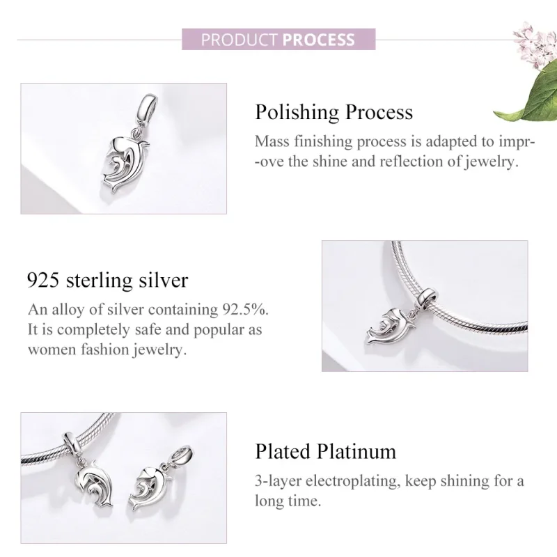 (image for) Silver Dolphin Dangle - PANDORA Style - SCC1206 - View 4