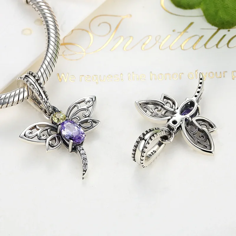 (image for) Silver Dragonfly Dangle - PANDORA Style - SCC048 - View 3