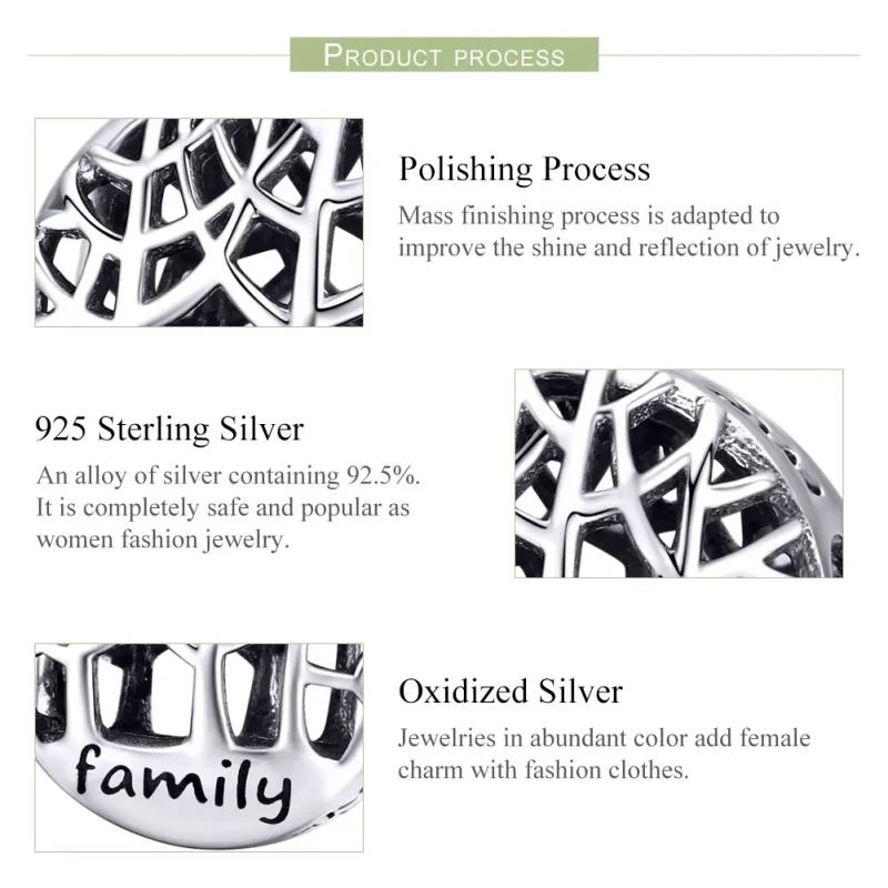 (image for) Silver Family Forest Charm - PANDORA Style - SCC1144 - View 4