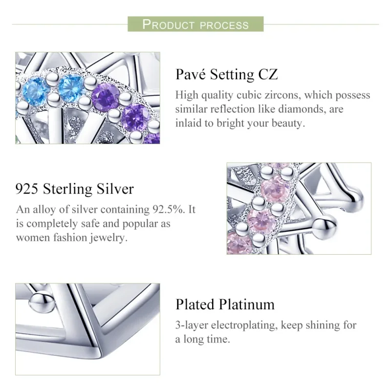 (image for) Silver Ferris Wheel Charm - PANDORA Style - SCC1028 - View 6