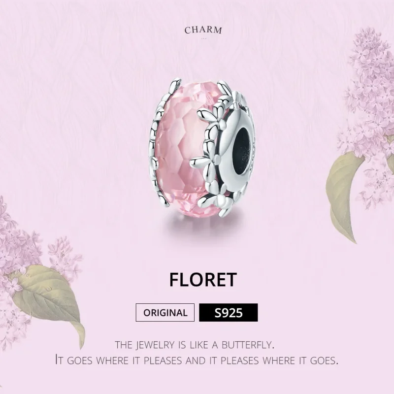 (image for) Silver Floret Murano Glass Charm - PANDORA Style - SCC1282 - View 2