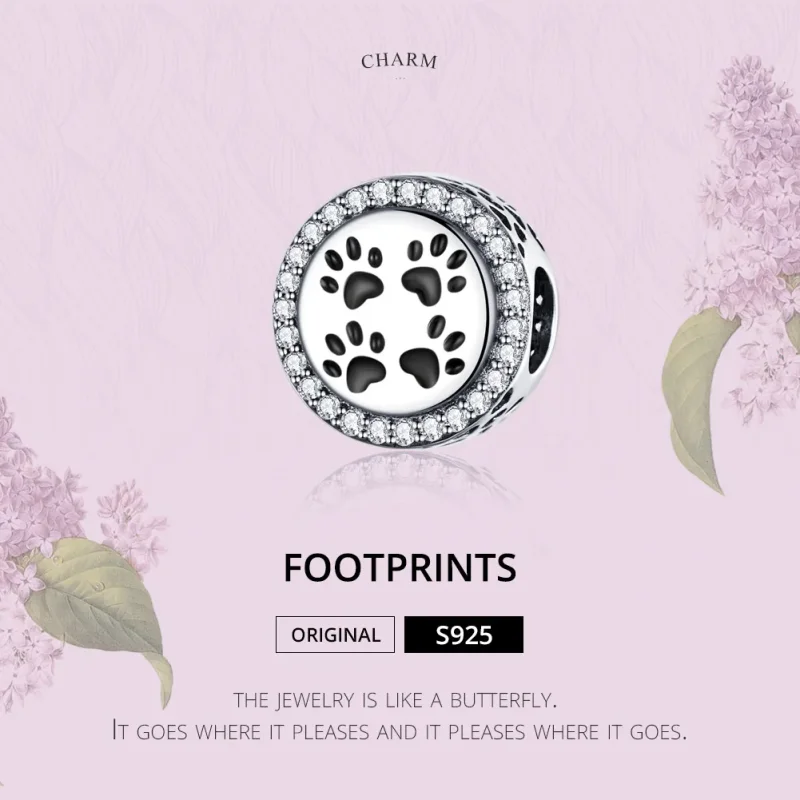 (image for) Silver Footprints Charm - PANDORA Style - SCC1186 - View 2