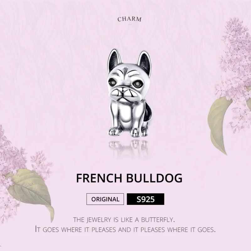 (image for) Silver French Bulldog Charm - PANDORA Style - SCC1306 - View 2