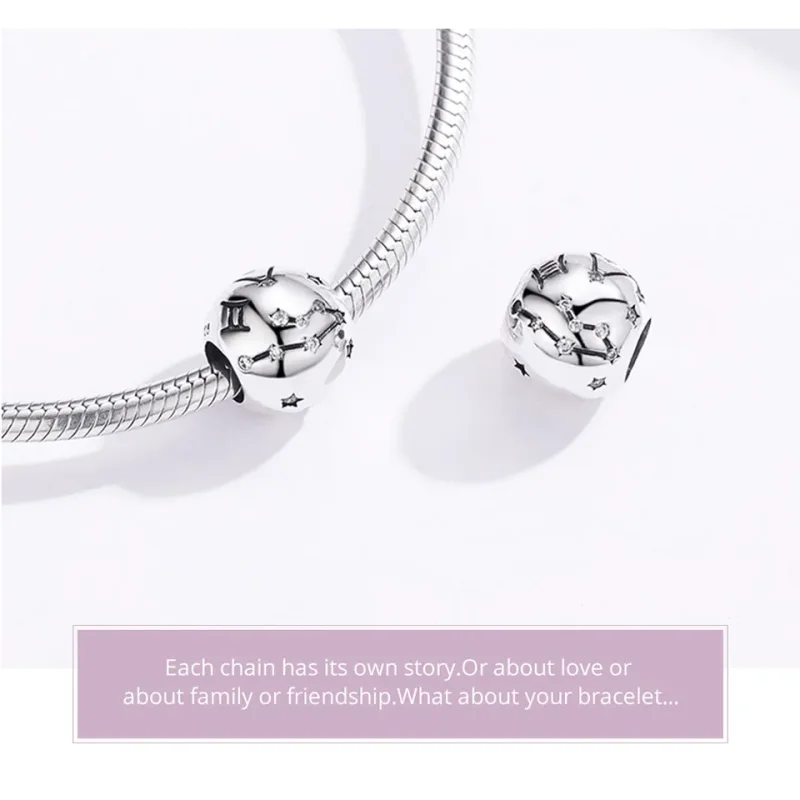 (image for) Silver Gemini Charm - PANDORA Style - SCC1218-3 - View 5